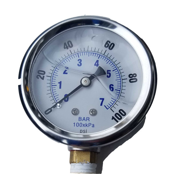 Water Pressure Gauge (0-100 PSi) Liquid-Filled Gauge 1